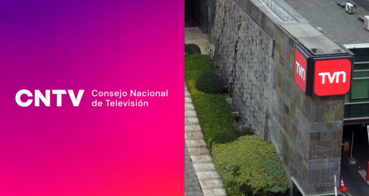 El logo del Consejo Nacional de Televisión (CNTV). A su lado, la fachada del edificio de TVN.