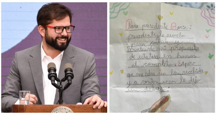 “En honor al completo”: Presidente Boric publica carta con ingeniosa idea de niña de Valdivia