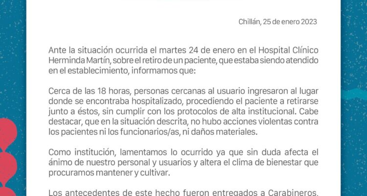 Delincuente huye de hospital de Chillán