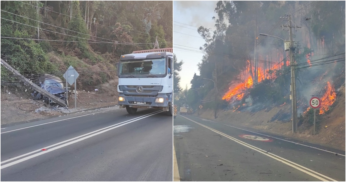 Decretan Alerta Roja por incendio forestal que amenaza a 15 viviendas en San Pedro de la Paz