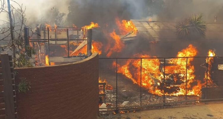 Incendio forestal consume 10 viviendas en Portezuelo