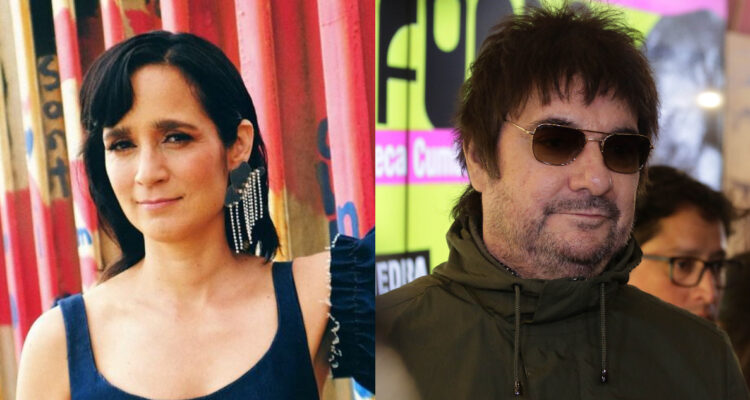 La cantante Julieta Venegas posando con una leve sonrisa. A su lado, Álvaro Henríquez da una leve sonrisa en un evento.