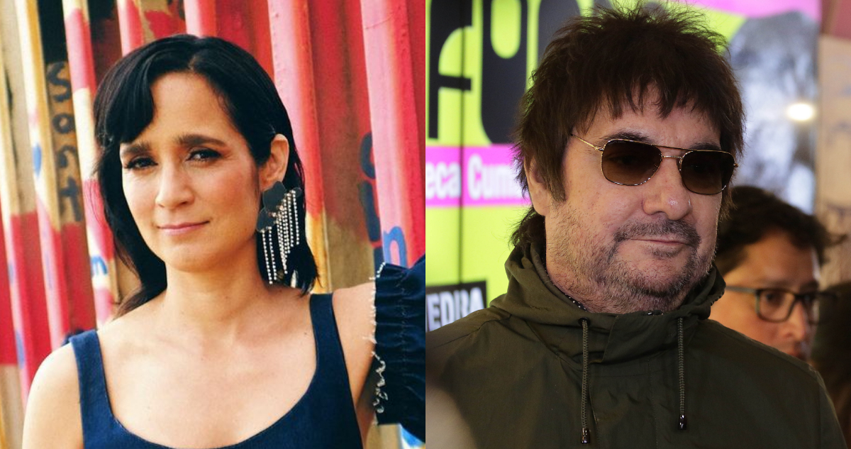 La cantante Julieta Venegas posando con una leve sonrisa. A su lado, Álvaro Henríquez da una leve sonrisa en un evento.