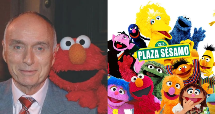 Lloyd Morrisett (izquierda) junto a los títeres de Plaza Sésamo