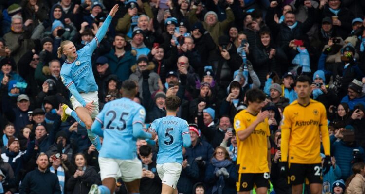 Erling Haaland se lució con tres goles ante los ‘Wolves’.