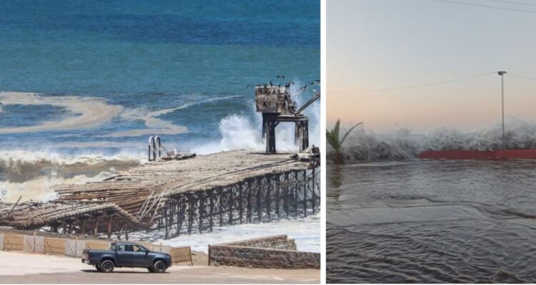 Marejadas anormales destruyen muelle salitrero e inundan borde costero en Taltal