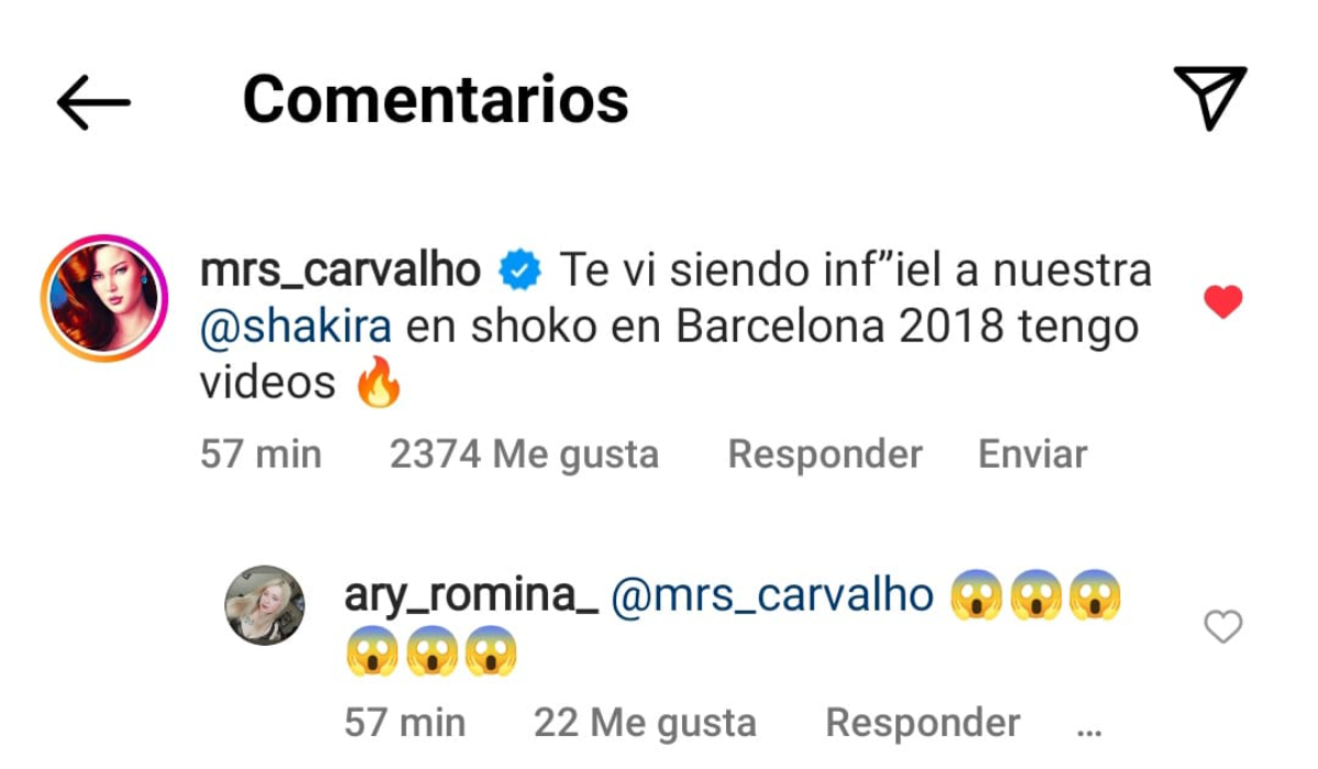 Comentario de Michelle Carvalho en la publicación de Gerard Piqué.