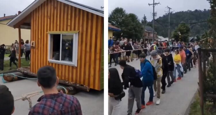 Minga solidaria durante fiesta del Pescado Frito en Puerto Cisnes