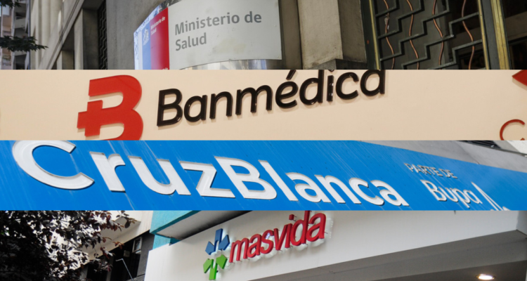 Fachadas del Ministerio de Salud y oficinas de isapres.