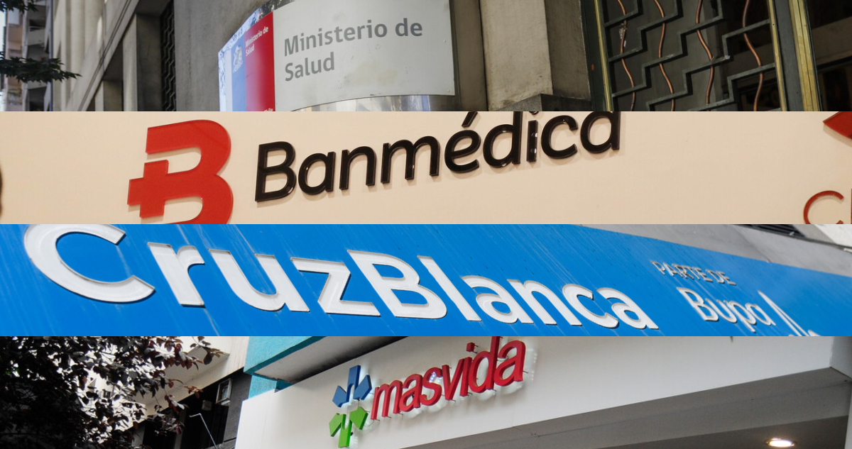 Fachadas del Ministerio de Salud y oficinas de isapres.