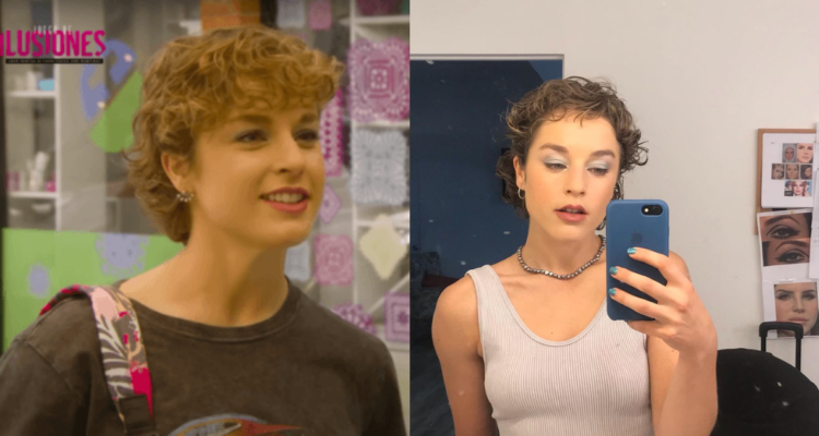 Mónica Rodríguez (derecha) la actriz detrás de Camila Mardones de juego de ilusiones (izquierda)