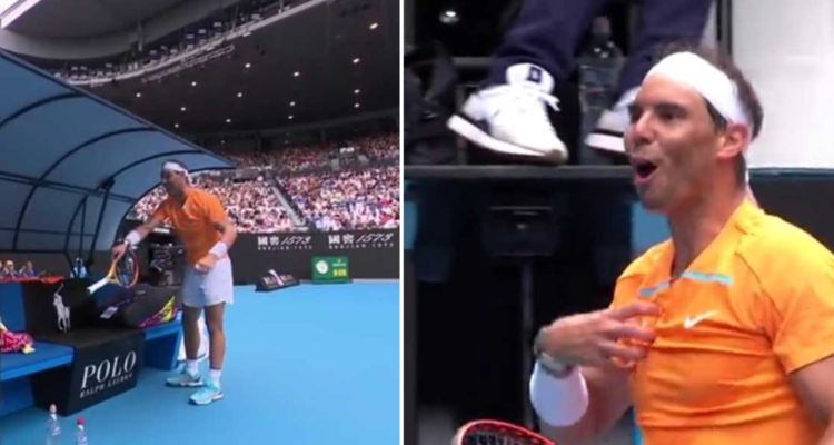 Rafael Nadal vivió un confuso momento en su debut en el Australian Open.