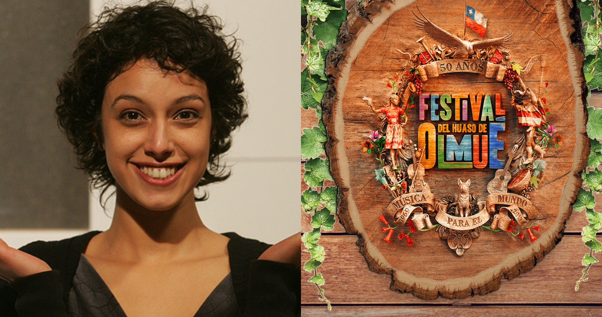 Nathalie Nicloux (izquierda) y el logo del Festival del Huaso de Olmué (Derecha)