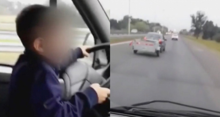 Camionero argentino obligó a su hijo de 7 años a conducir en autopista y lo grabó