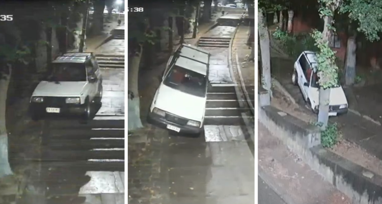 Se lanzó en auto por las escaleras: el monumental “fail” de conductor en paseo peatonal de Lota