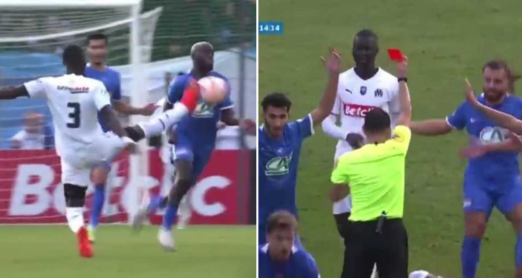 La increíble patada de Bailly contra un jugador rival en la Copa de Francia.