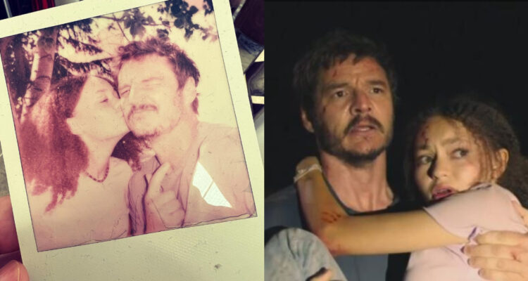 Nico Parker y Pedro Pascal juntos en una foto instantánea. A su lado, una escena de The Last of Us.