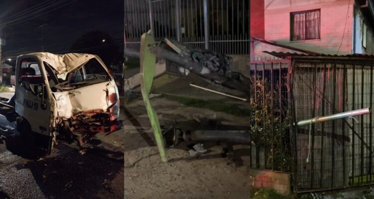 Persecución a camión robado termina en San Bernardo con paradero destruido y una casa chocada