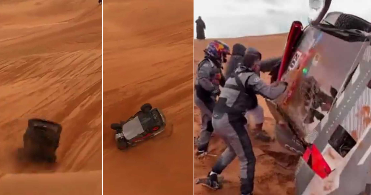 Carlos Sainz estuvo cerca de abandonar la etapa del Rally Dakar tras volcarse en las dunas de Arabia Saudita.