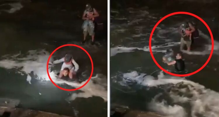 La Policía Marítima llegó al rescate de dos personas en situación de calle en Iquique por las marejadas que afectan a todo el borde costero de Chile