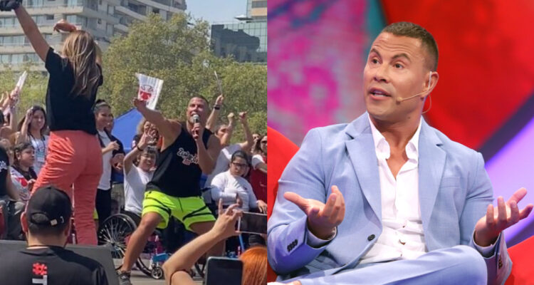 El bailarín Rodrigo Díaz en el video presentando a Angélica Castro. A su lado, Díaz explicando lasituación.