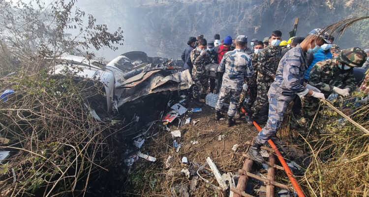 Lugar del centro de Nepal en el que se ha estrellado un avion de Yeti Airlines con más de 68 muertos