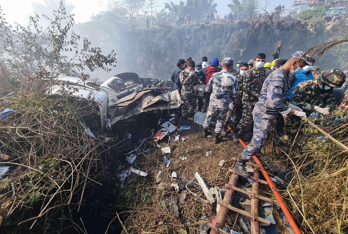 Lugar del centro de Nepal en el que se ha estrellado un avion de Yeti Airlines con más de 68 muertos