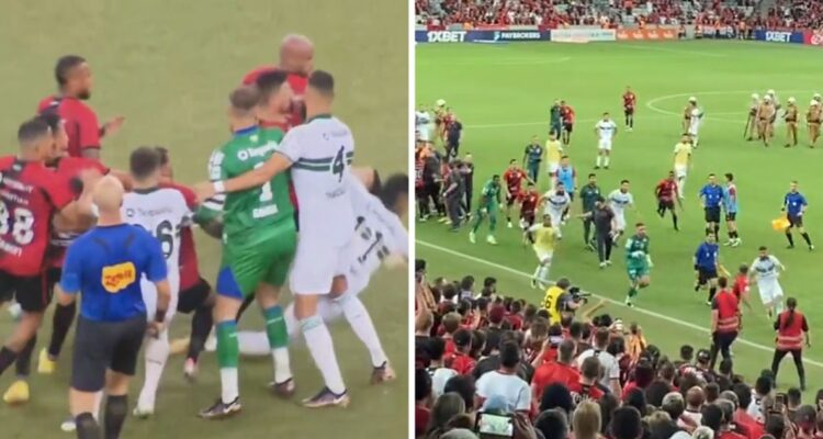 Athletico Paranaense y Curitiba protagonizaron una descomunal batalla campal en Brasil.