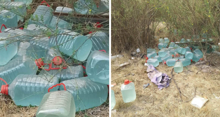 Encuentran bidones de acelerante en cerro de Coronel