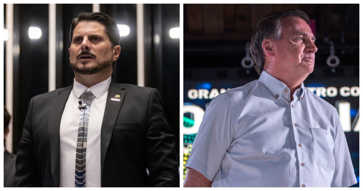 Una fotografía del senador Marcos do Val, y otra de Jair Bolsonaro.