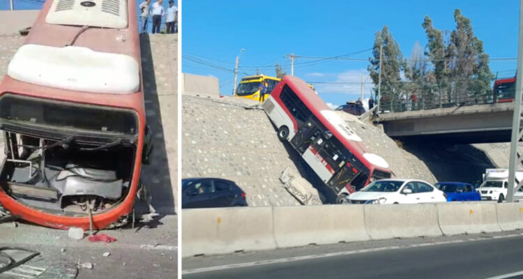 Bus del Transantiago protagoniza accidente en Puente Alto: terminó incrustado en autopista