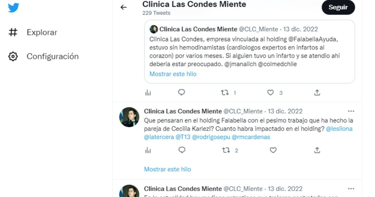 Captura de pantalla | Ejemplo de publicaciones en Twitter "@CLC_Miente". Fuente: Poder Judicial.