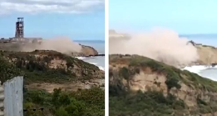 Un video captó el derrumbe de un cerro en Lota tras el temblor 4,8