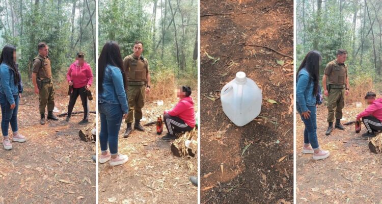 Detienen a tres personas que portaban bidón con combustible en cerro Curamávida