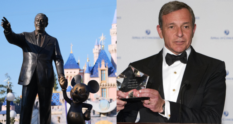 Fotografía del parque temático de Disney en Orlando (izquierda) y Bob Iger, CEO de Disney Company (derecha) en referencia en la perdida de suscriptores de Disney+