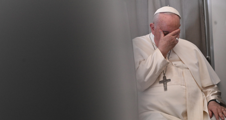 Papa Francisco durante rueda de prensa después de su viaje a República Democrática del Congo y Sudán del Sur.