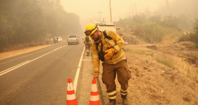 Conaf comabitiendo incendios en ruta entre Santa Juana y Nacimiento