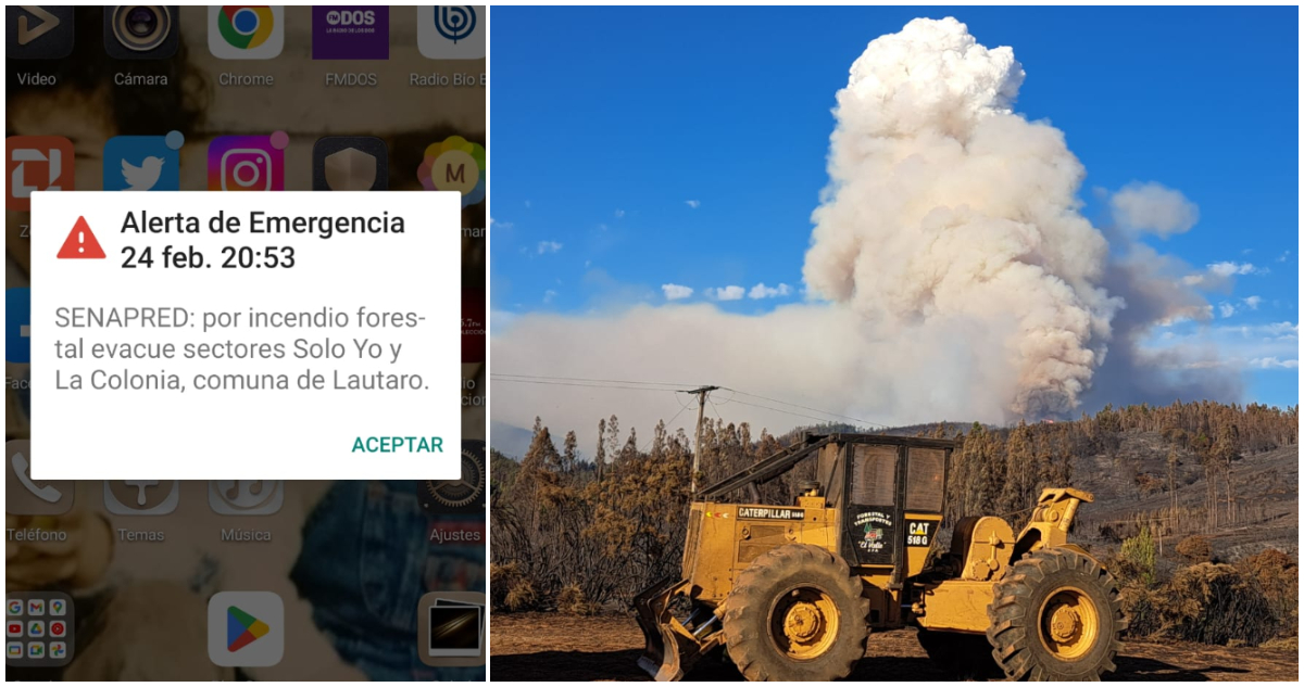 Piden evacuar zonas rurales de Lautaro ante avance de violento incendio