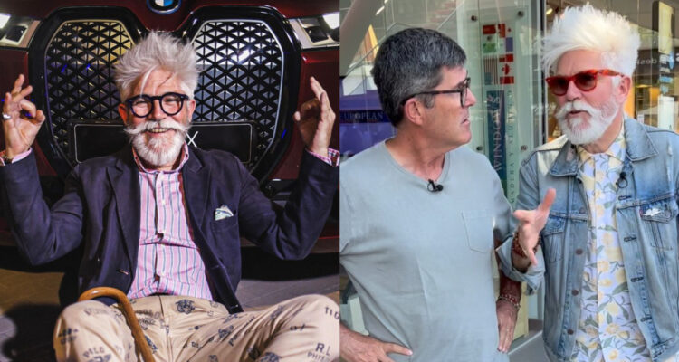 El arquitecto Federico Sánchez posa para la cámara sonriente. A su lado habla con Marcelo Comparini, con quien comparte en Atlas de Chile.