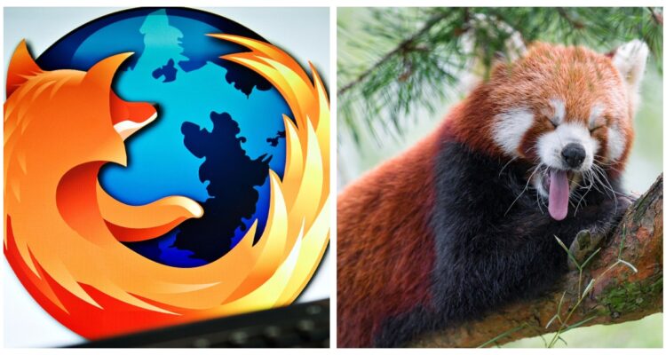 El logo de Mozilla Firefox y un panda rojo.