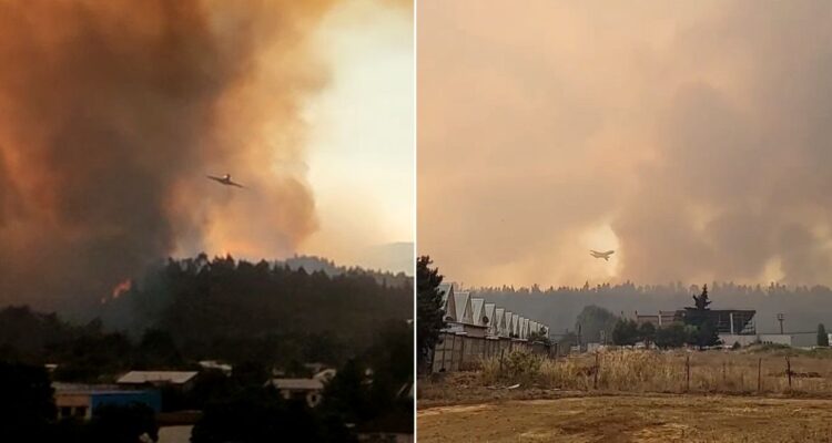 Ten Tanker llega a Purén a combatir incendio forestal que obligó a evacuar sectores urbanos