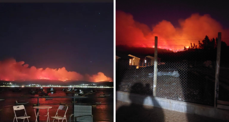 Incendio rodeando Dichato