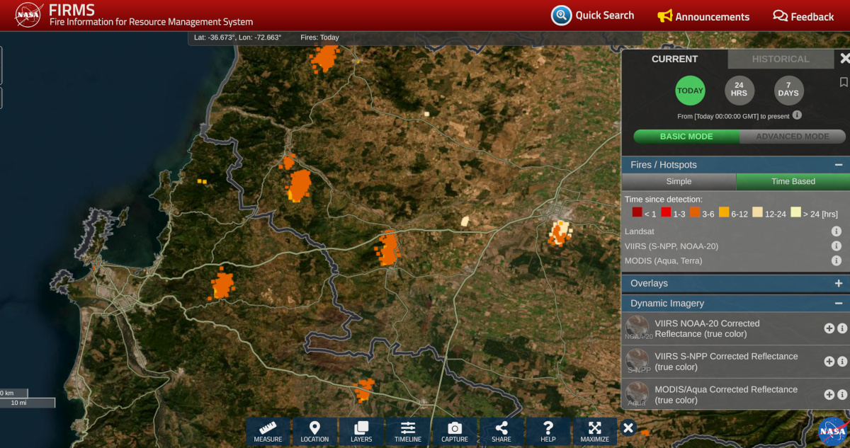 Sigue en tiempo real los focos de incendio en Chile mediante satélites de  la NASA | Nacional | BioBioChile