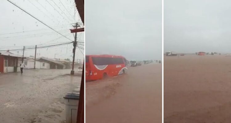 Intensas lluvias causan inundaciones en María Elena: advierten tormentas eléctricas para el norte