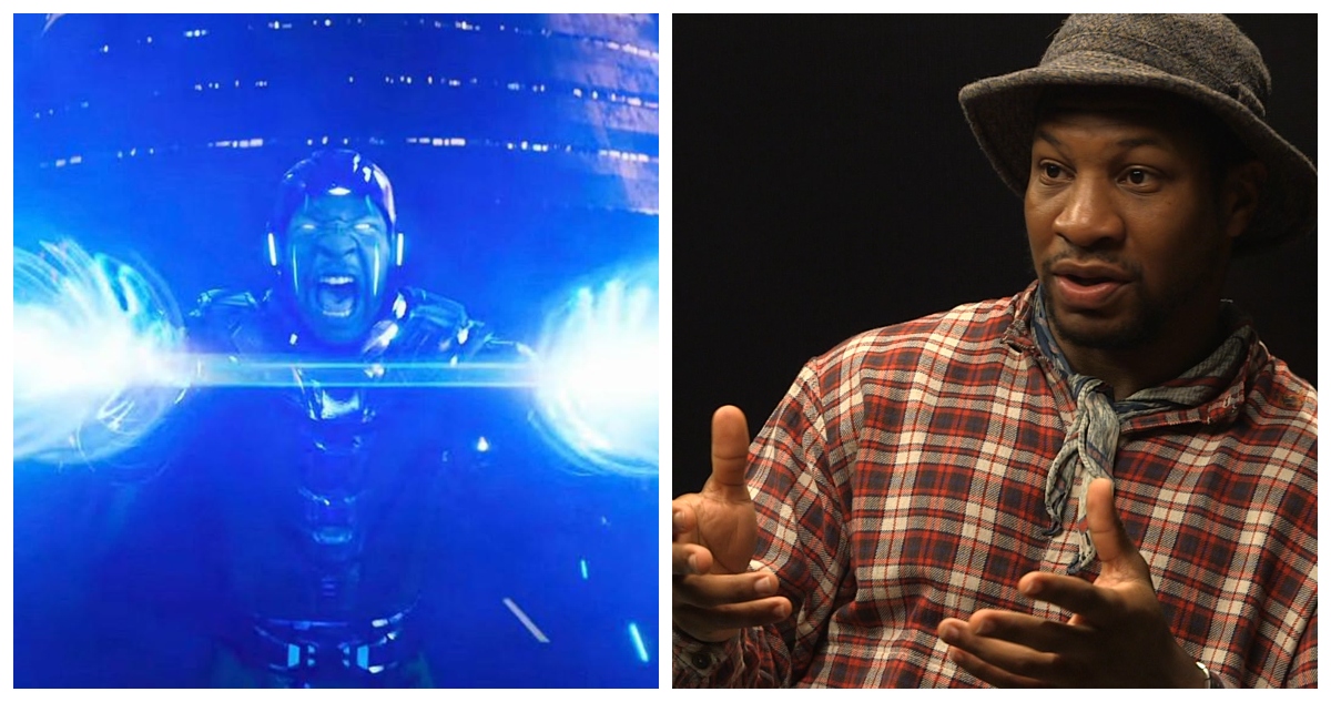 Un pantallazo de Kang en los trailers de Quantumania, y otra de Jonathan Majors en entrevista con BioBioChile.
