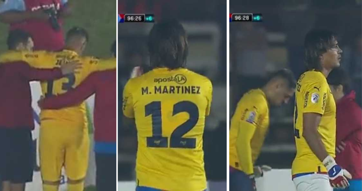 Marcelo Moreno Martins se calza los guantes en el partido de Cerro Porteño.