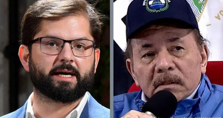 El presidente Gabriel Boric y el nicaragüense Daniel Ortega.