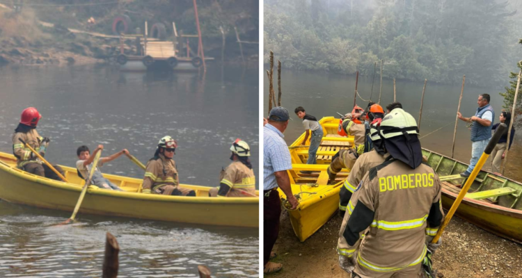 niño bomberos río incendio