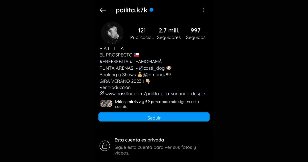 Pailita y su Instagram privado