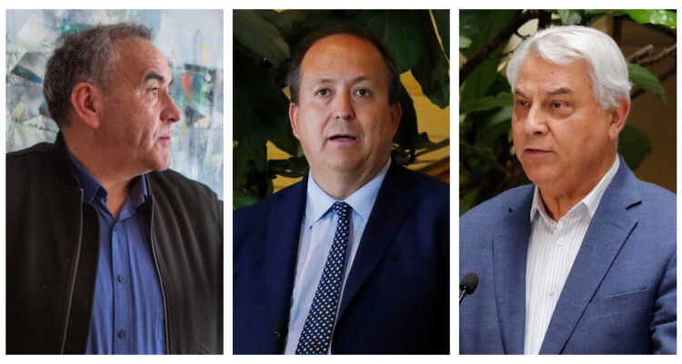 Foto de Jaime Naranjo con Fidel Espinoza y fiscal nacional
